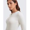 imageCRZ YOGA Ribbed Modal Casual Long Sleeve Henley Shirts for Women Soft Stretchy Knit Layering Basic Fitted Athletic TopsMilky White Bone