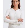imageCRZ YOGA Ribbed Modal Casual Long Sleeve Henley Shirts for Women Soft Stretchy Knit Layering Basic Fitted Athletic TopsMilky White Bone