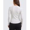 imageCRZ YOGA Ribbed Modal Casual Long Sleeve Henley Shirts for Women Soft Stretchy Knit Layering Basic Fitted Athletic TopsMilky White Bone