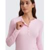 imageCRZ YOGA Ribbed Modal Casual Long Sleeve Henley Shirts for Women Soft Stretchy Knit Layering Basic Fitted Athletic TopsPink Peony