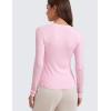 imageCRZ YOGA Ribbed Modal Casual Long Sleeve Henley Shirts for Women Soft Stretchy Knit Layering Basic Fitted Athletic TopsPink Peony