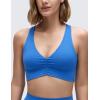 imageCRZ YOGA Butterluxe Womens Ruched Longline Sports Bras  V Neck Padded Yoga Tank Wide Straps Cross Back Crop TopsSparkle Blue