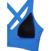 imageCRZ YOGA Butterluxe Womens Ruched Longline Sports Bras  V Neck Padded Yoga Tank Wide Straps Cross Back Crop TopsSparkle Blue