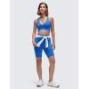 imageCRZ YOGA Butterluxe Womens Ruched Longline Sports Bras  V Neck Padded Yoga Tank Wide Straps Cross Back Crop TopsSparkle Blue
