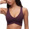 imageCRZ YOGA Butterluxe Womens Ruched Longline Sports Bras  V Neck Padded Yoga Tank Wide Straps Cross Back Crop TopsDeep Purple