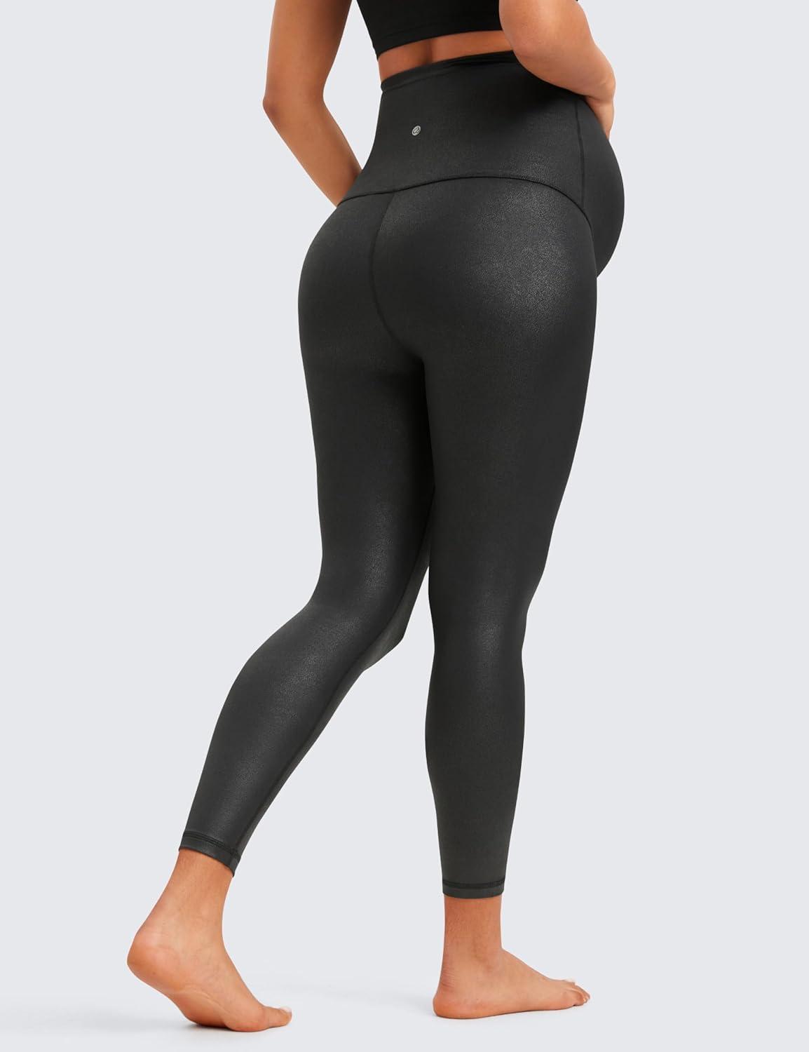 imageCRZ YOGA Womens Butterluxe Maternity Leggings Over The Belly 25quot  Buttery Soft Workout Activewear Yoga Pregnancy PantsBlack Foil Pattern