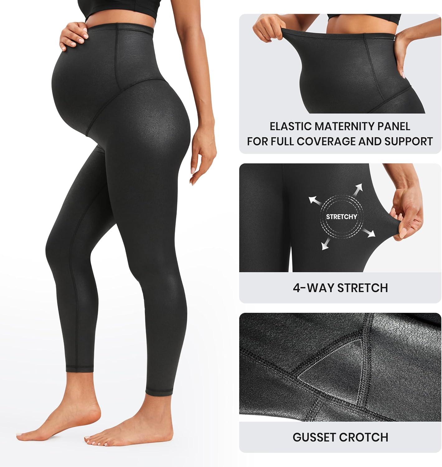 imageCRZ YOGA Womens Butterluxe Maternity Leggings Over The Belly 25quot  Buttery Soft Workout Activewear Yoga Pregnancy PantsBlack Foil Pattern