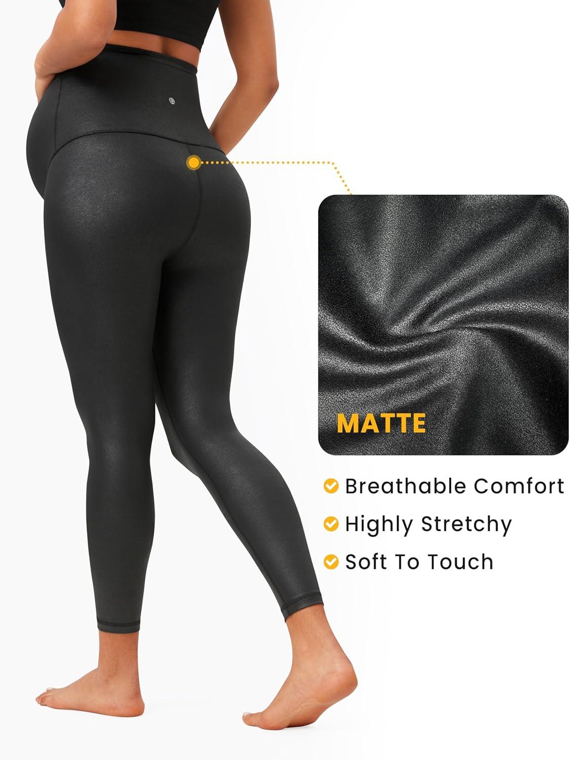 imageCRZ YOGA Womens Butterluxe Maternity Leggings Over The Belly 25quot  Buttery Soft Workout Activewear Yoga Pregnancy PantsBlack Foil Pattern