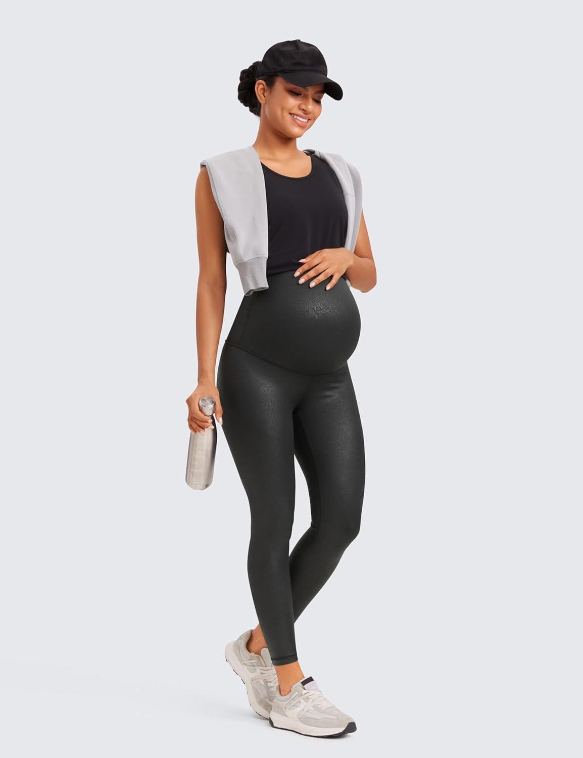 imageCRZ YOGA Womens Butterluxe Maternity Leggings Over The Belly 25quot  Buttery Soft Workout Activewear Yoga Pregnancy PantsBlack Foil Pattern