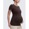 imageCRZ YOGA Softembrace Maternity Short Sleeve Shirts for Women Soft Casual Crew Neck Pregnancy Tops Going Out Basic TShirtsHot Fudge Brown