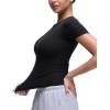 imageCRZ YOGA Softembrace Short Sleeve Going Out Tops for Women Soft High Crew Neck Casual Tight Shirts Fitted Basic TShirtsBlack