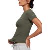 imageCRZ YOGA Softembrace Short Sleeve Going Out Tops for Women Soft High Crew Neck Casual Tight Shirts Fitted Basic TShirtsLight Army Green
