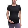imageCRZ YOGA Softembrace Maternity Short Sleeve Shirts for Women Soft Casual Crew Neck Pregnancy Tops Going Out Basic TShirtsBlack