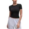 imageCRZ YOGA Softembrace Short Sleeve Going Out Tops for Women Soft High Crew Neck Casual Tight Shirts Fitted Basic TShirtsBlack