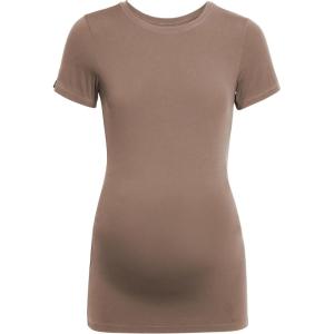 imageCRZ YOGA Softembrace Maternity Short Sleeve Shirts for Women Soft Casual Crew Neck Pregnancy Tops Going Out Basic TShirtsBrown Purple