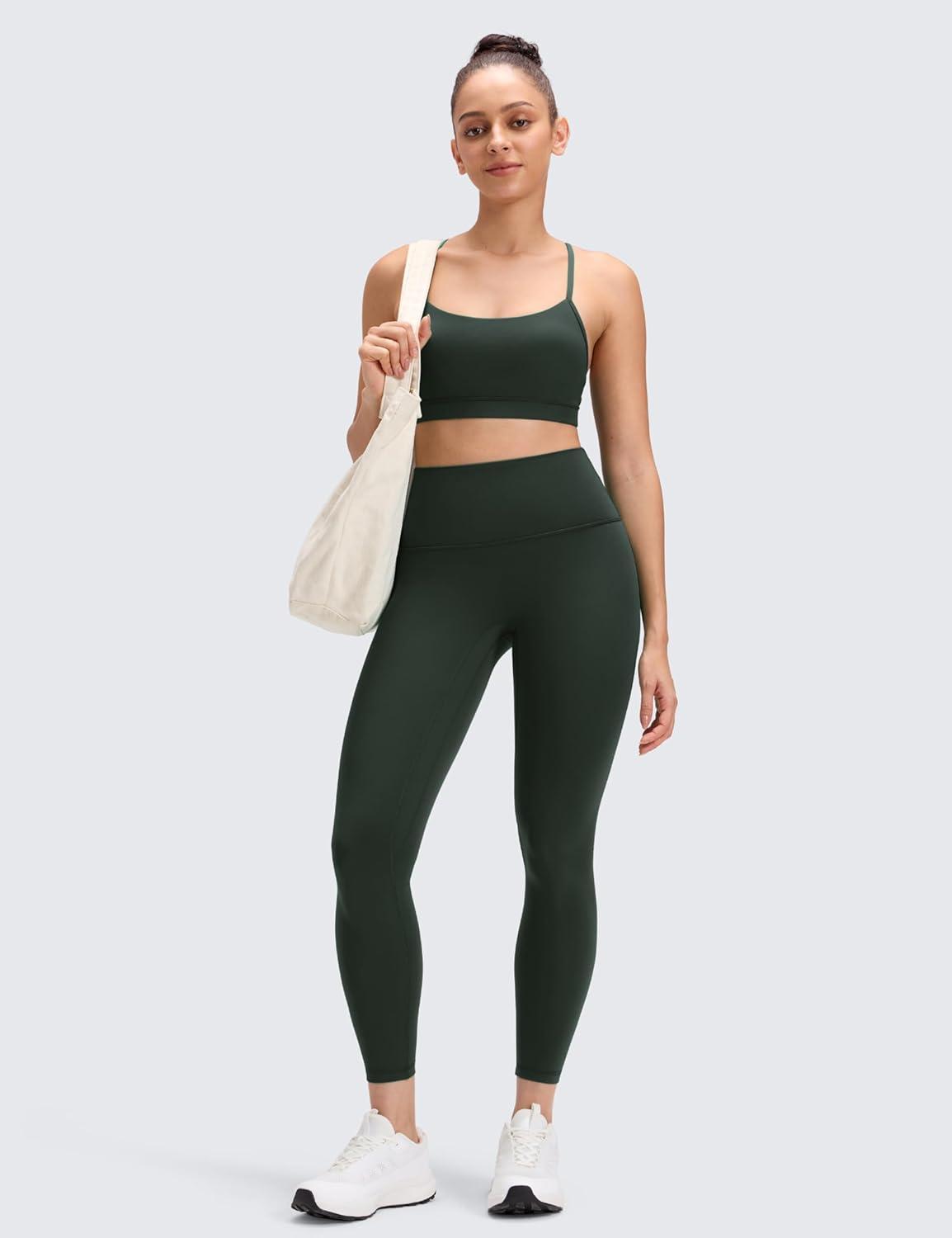 imageCRZ YOGA Womens Butterluxe No Front Seam Yoga Leggings 25quot  High Waisted Lounge Pants Pilates Workout Athletic Buttery SoftLegend Green