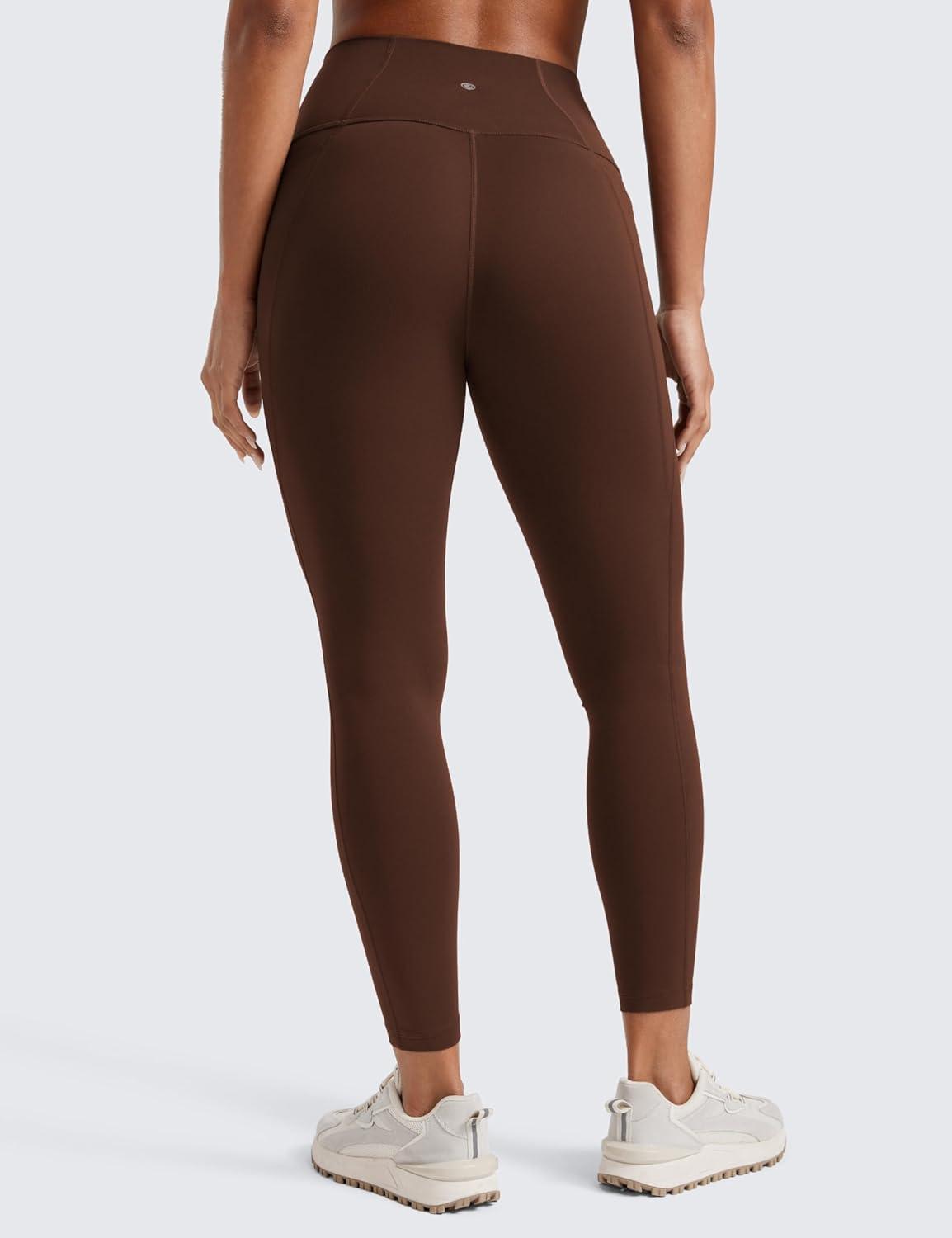 imageCRZ YOGA Womens Butterluxe Workout Leggings 25 Inches  High Waisted Gym Yoga Pants with Pockets Buttery SoftLava Brown