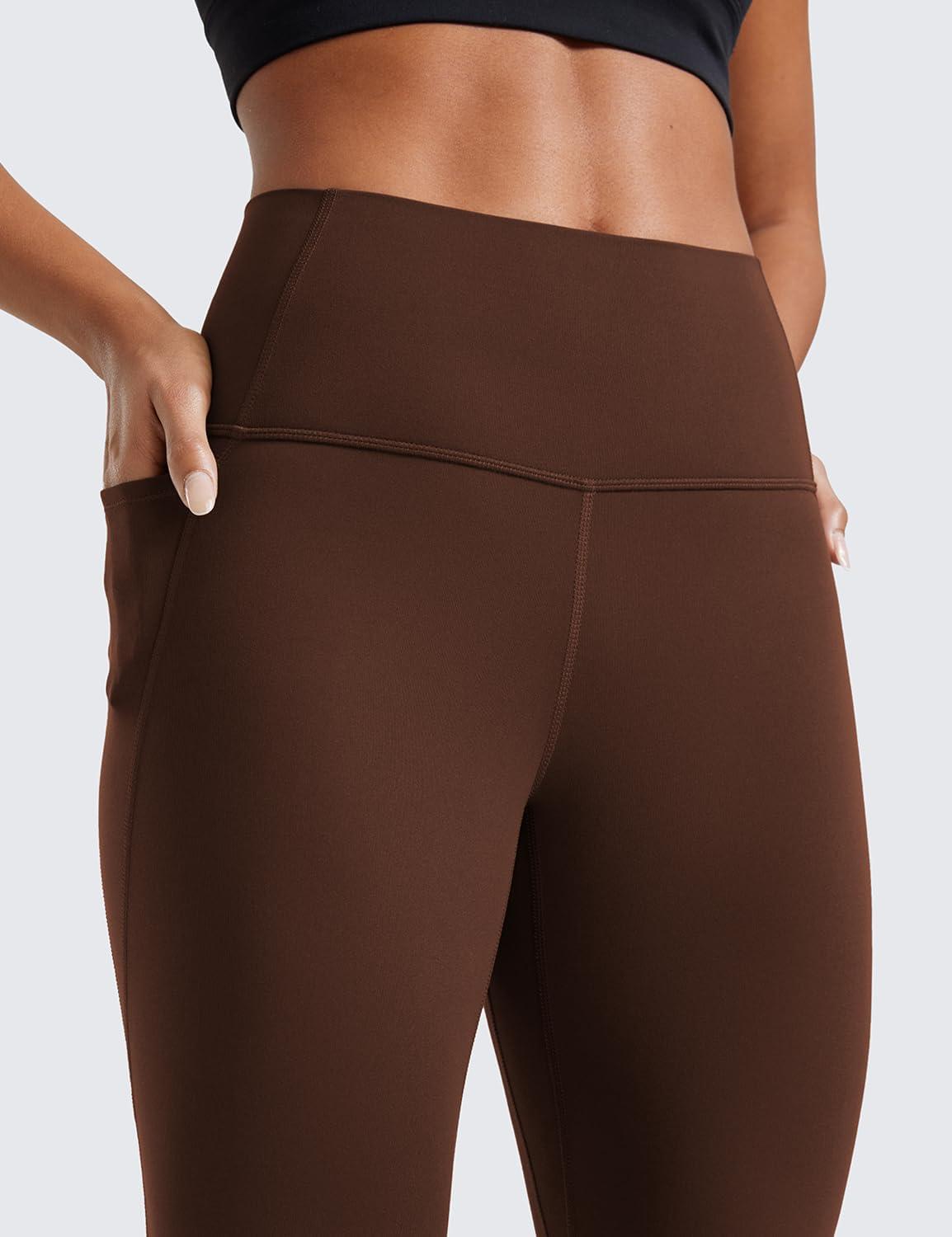 imageCRZ YOGA Womens Butterluxe Workout Leggings 25 Inches  High Waisted Gym Yoga Pants with Pockets Buttery SoftLava Brown