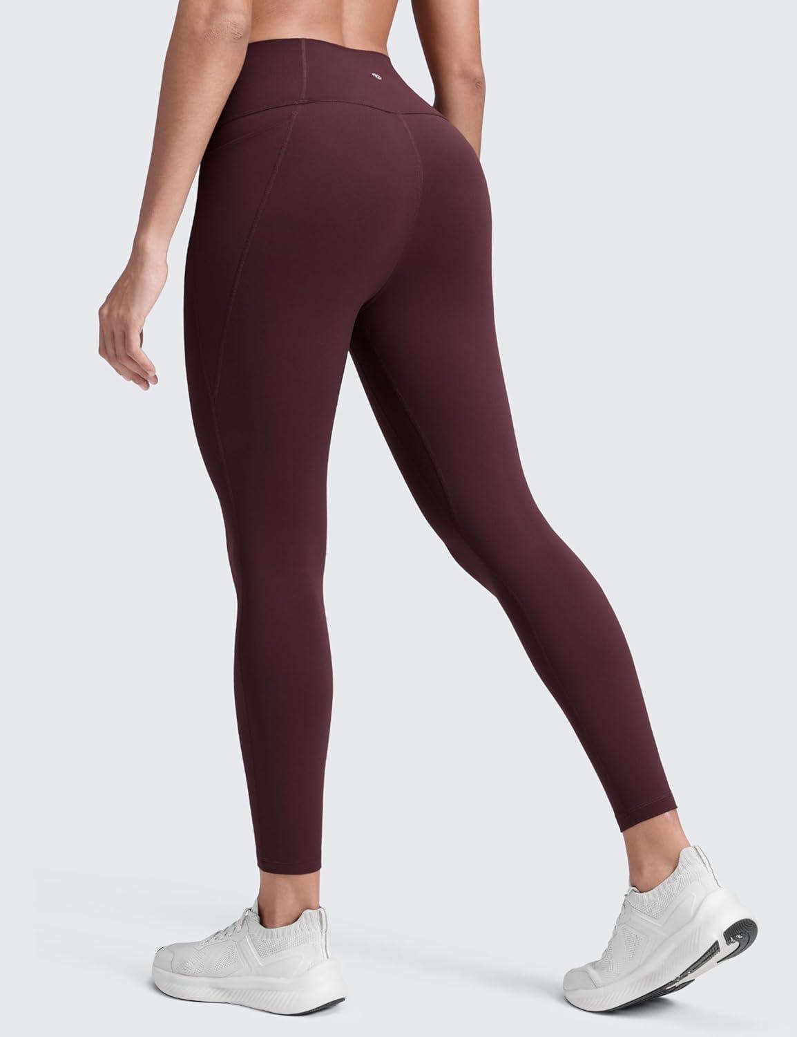 imageCRZ YOGA Womens Butterluxe Workout Leggings 25 Inches  High Waisted Gym Yoga Pants with Pockets Buttery SoftRipe Plum