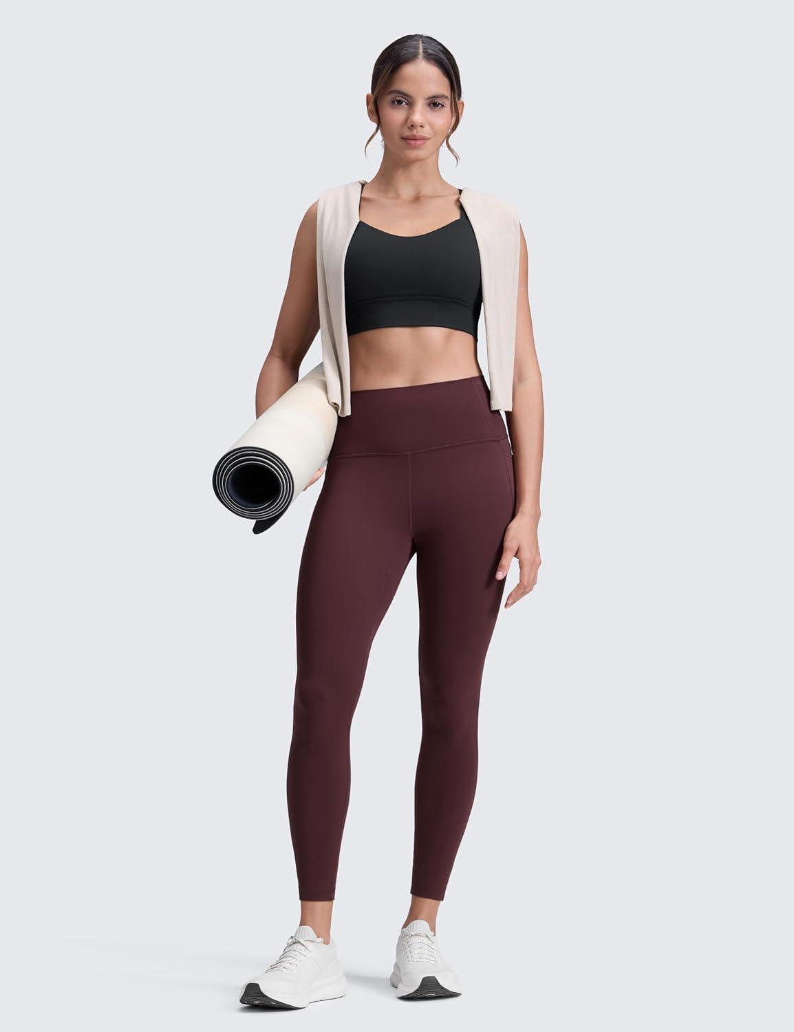 imageCRZ YOGA Womens Butterluxe Workout Leggings 25 Inches  High Waisted Gym Yoga Pants with Pockets Buttery SoftRipe Plum