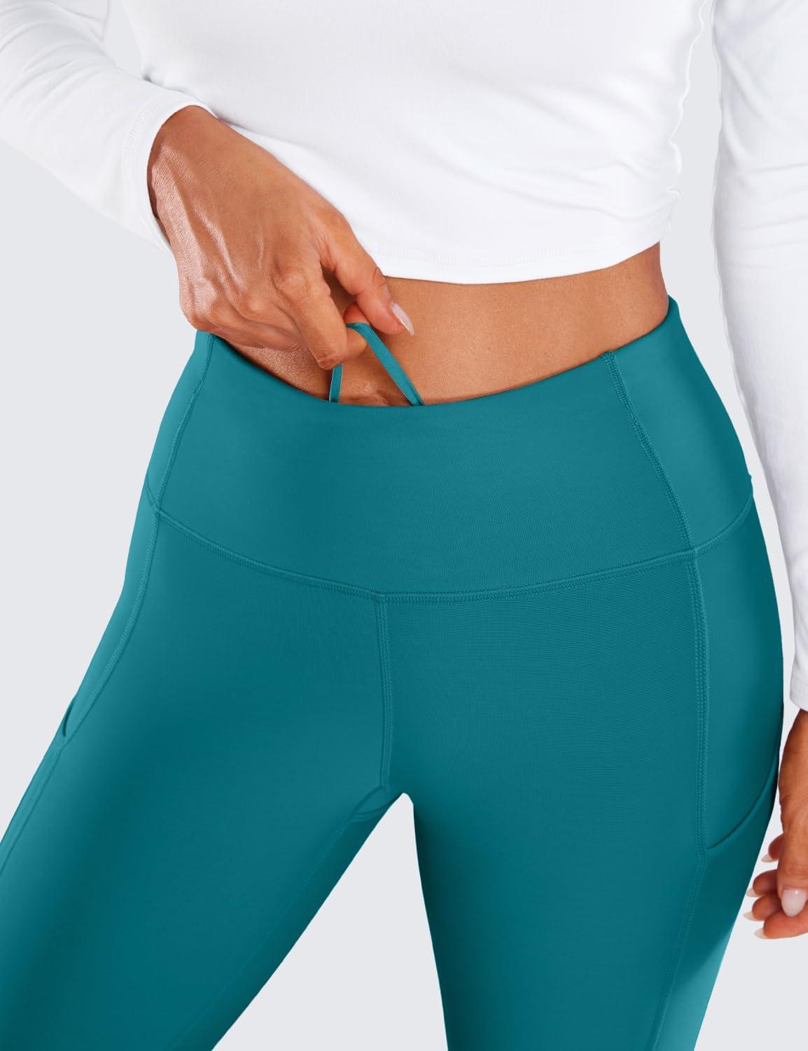 imageCRZ YOGA Womens Fleece Lined Leggings with Pockets 28  Thermal Winter Warm Full Length Pants Casual Lounge Yoga WorkoutGreen Jade