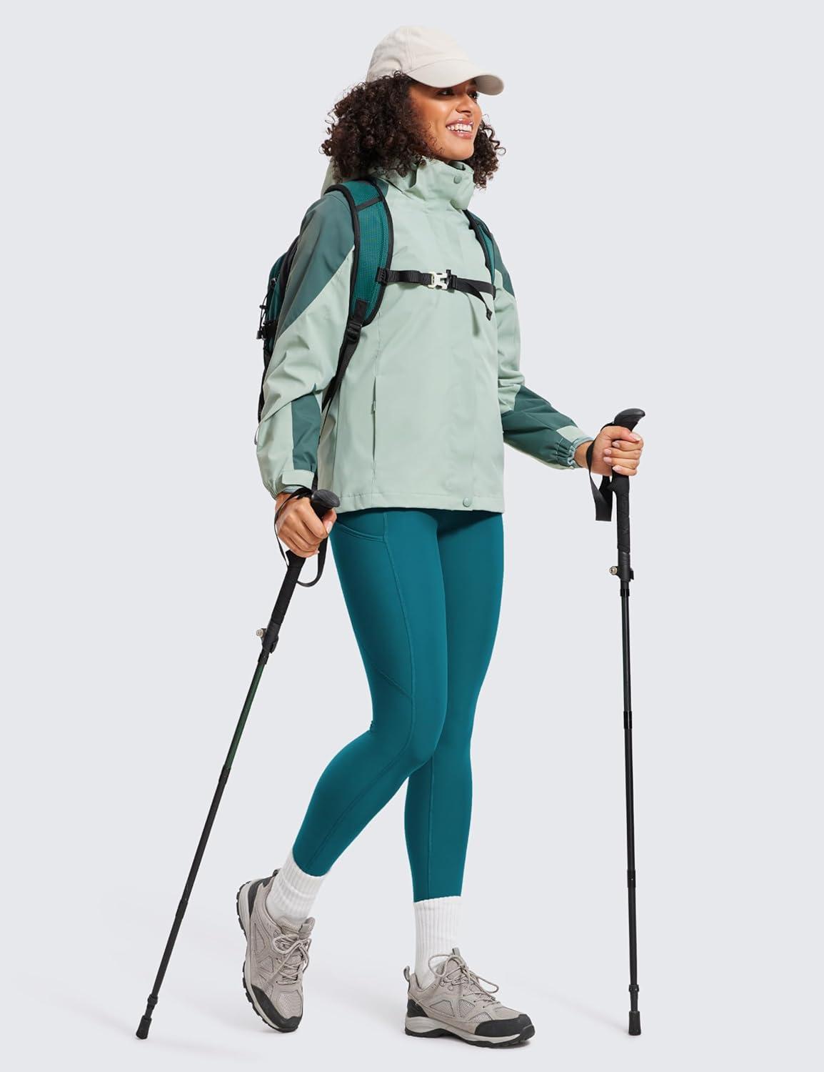 imageCRZ YOGA Womens Fleece Lined Leggings with Pockets 28  Thermal Winter Warm Full Length Pants Casual Lounge Yoga WorkoutGreen Jade