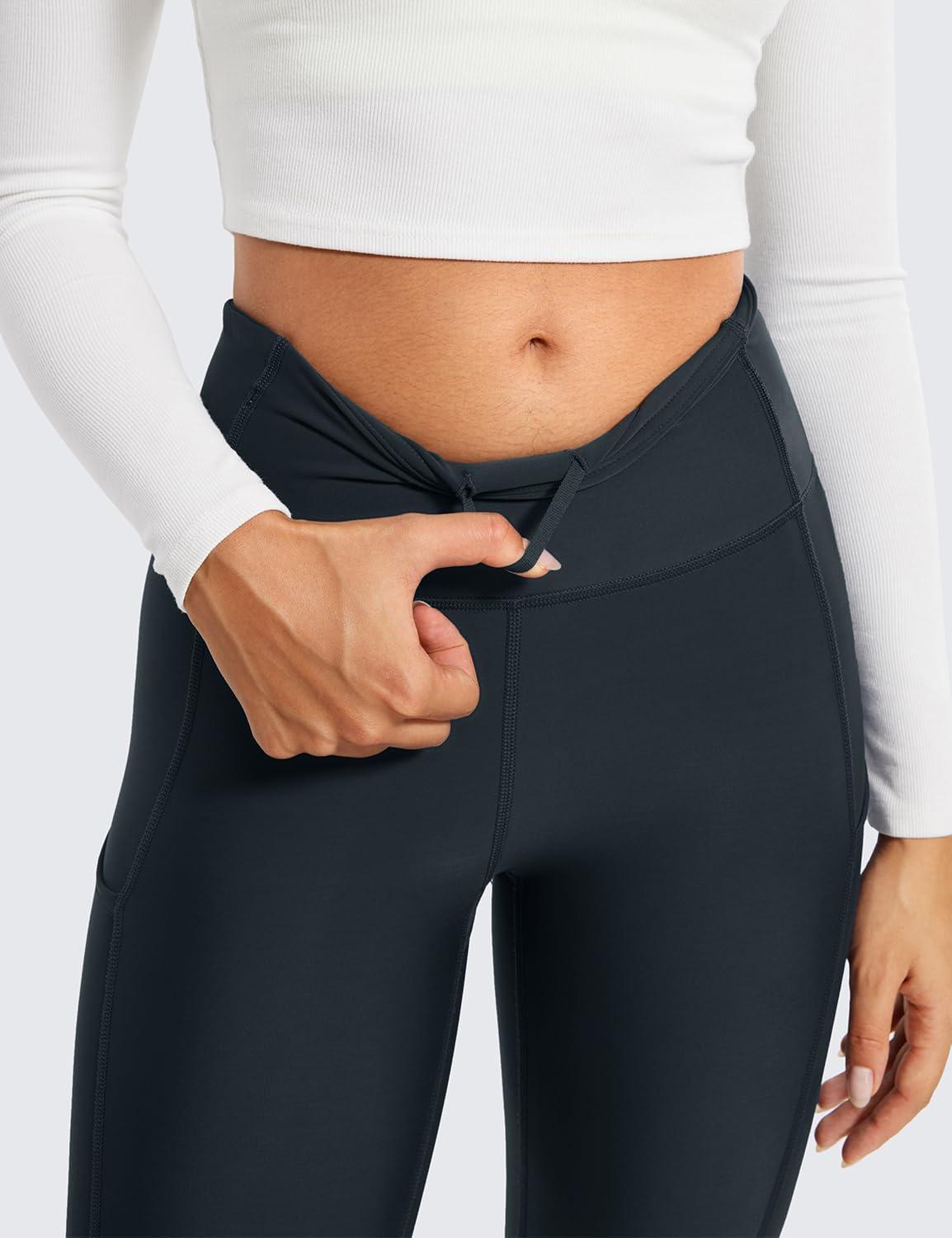 imageCRZ YOGA Womens Fleece Lined Leggings with Pockets 28  Thermal Winter Warm Full Length Pants Casual Lounge Yoga WorkoutTrue Navy