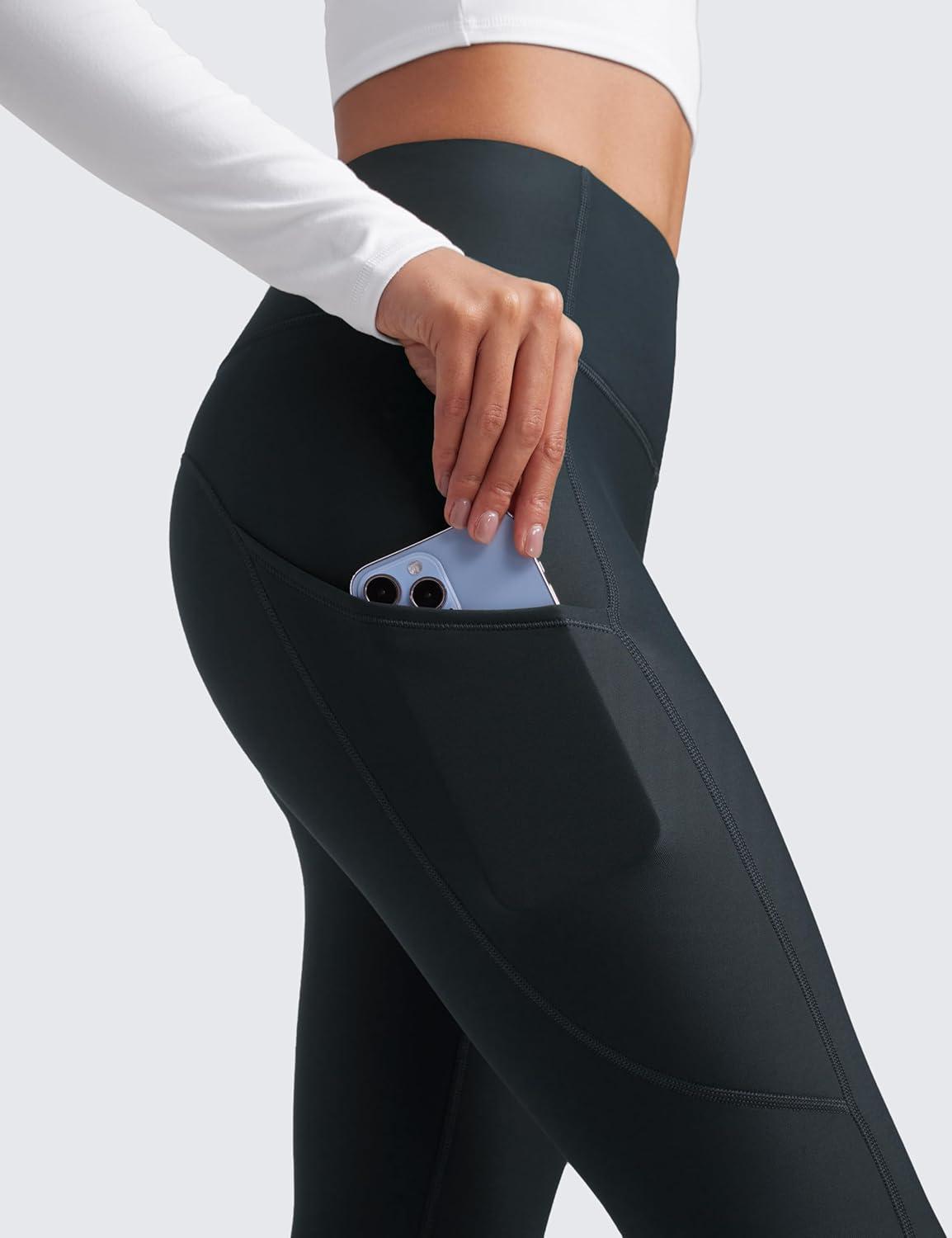 imageCRZ YOGA Womens Fleece Lined Leggings with Pockets 28  Thermal Winter Warm Full Length Pants Casual Lounge Yoga WorkoutTrue Navy