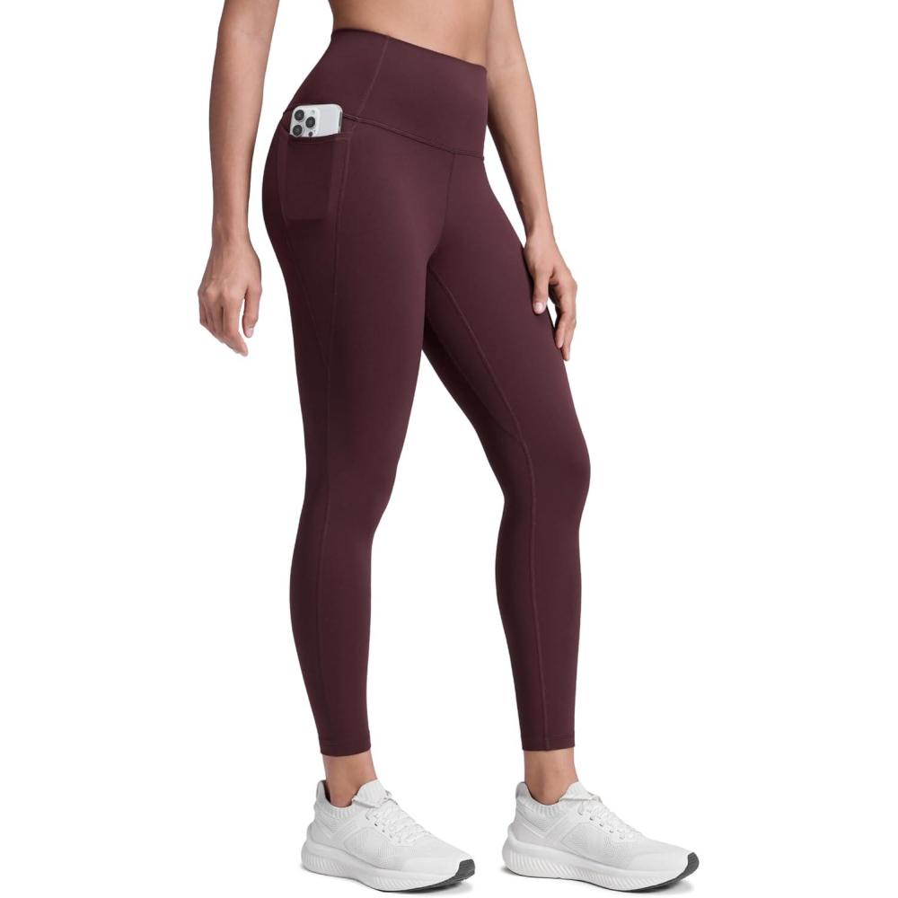 imageCRZ YOGA Womens Butterluxe Workout Leggings 25 Inches  High Waisted Gym Yoga Pants with Pockets Buttery SoftRipe Plum