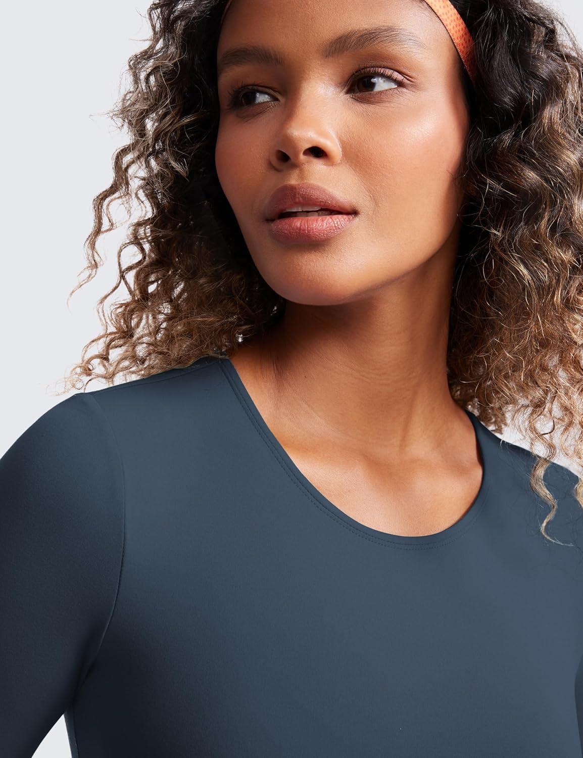 imageCRZ YOGA Butterluxe Womens Long Sleeve Crop Yoga Shirts Slim Fit Cropped Workout Tops Athletic Casual Basic Tight ShirtStelindigo