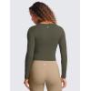 imageCRZ YOGA Butterluxe Womens Long Sleeve Crop Yoga Shirts Slim Fit Cropped Workout Tops Athletic Casual Basic Tight ShirtLight Army Green