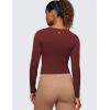 imageCRZ YOGA Butterluxe Womens Long Sleeve Crop Yoga Shirts Slim Fit Cropped Workout Tops Athletic Casual Basic Tight ShirtNoctilucence Red