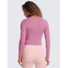 imageCRZ YOGA Butterluxe Womens Long Sleeve Crop Yoga Shirts Slim Fit Cropped Workout Tops Athletic Casual Basic Tight ShirtVelvet Dust