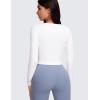imageCRZ YOGA Butterluxe Womens Long Sleeve Crop Yoga Shirts Slim Fit Cropped Workout Tops Athletic Casual Basic Tight ShirtWhite