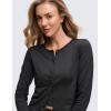 imageCRZ YOGA Cloud Jersey Lightweight Crewneck Cardigan for Women Soft Knit Button Down Shirts Casual Long Sleeve Fall TopsBlack