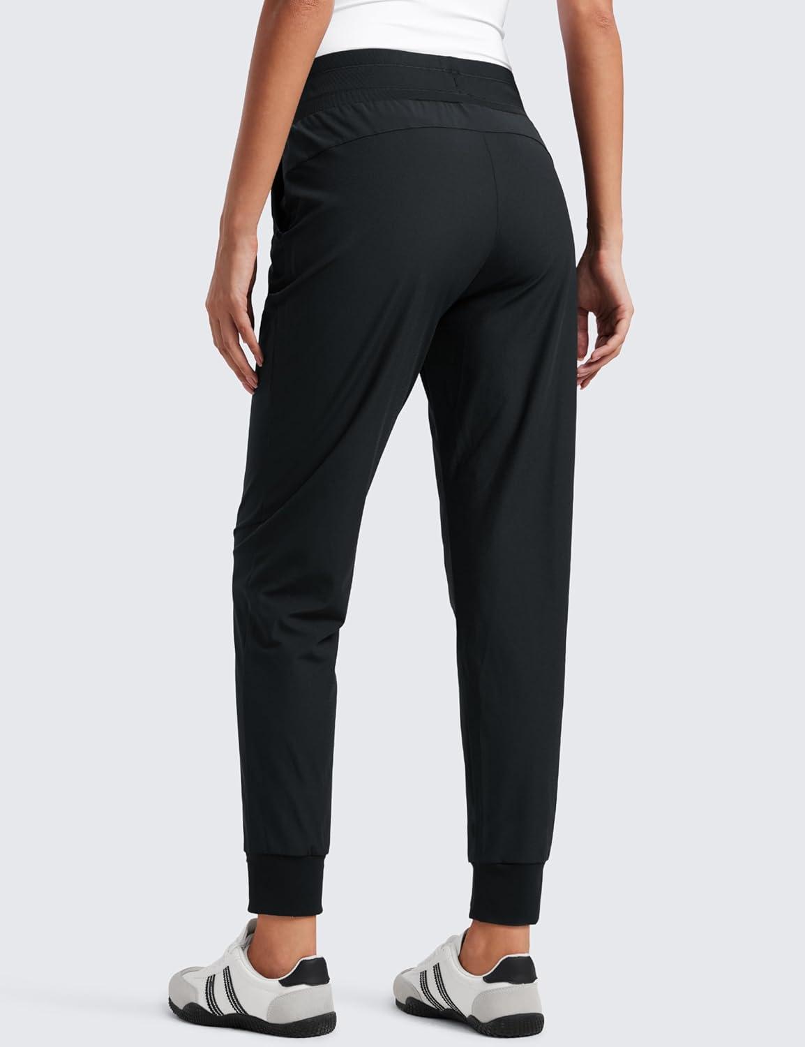 imageCRZ YOGA All Day Comfy Joggers for Women Golf Work Casual Hiking Travel Pants with PocketsBlack