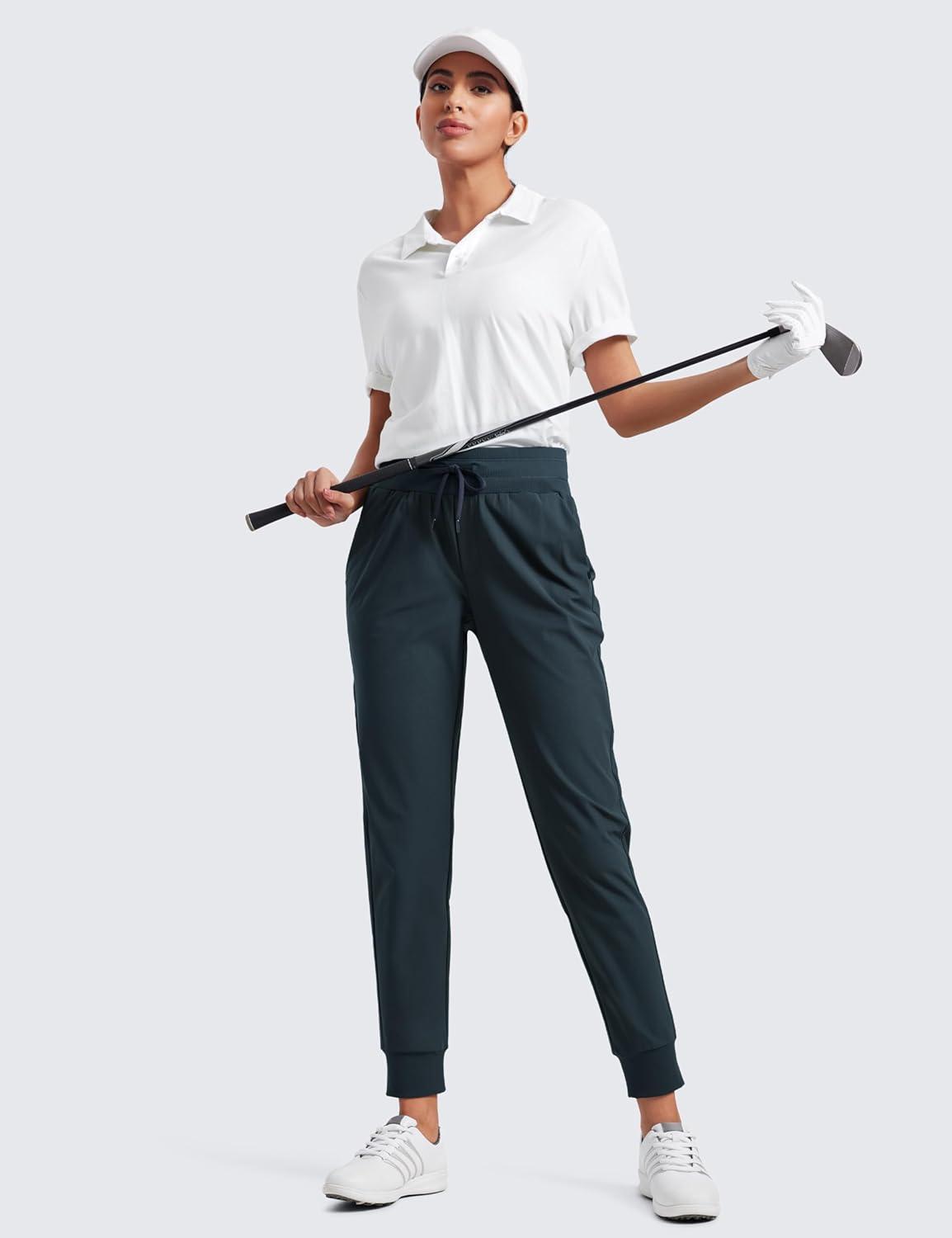 imageCRZ YOGA All Day Comfy Joggers for Women Golf Work Casual Hiking Travel Pants with PocketsTrue Navy