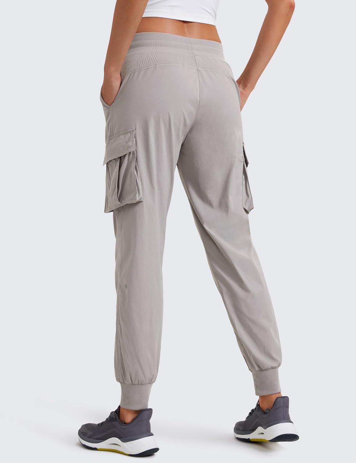 imageCRZ YOGA Cargo Joggers for Women Lightweight Ruched Workout Casual Travel Athletic Hiking Pants with PocketsDark Chrome