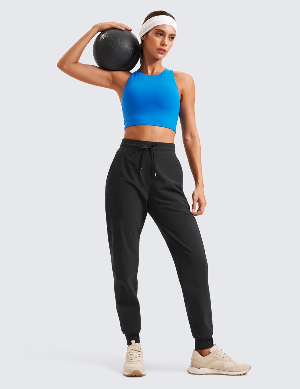 imageCRZ YOGA Casual Workout Jogger for Women 285quot  Tapered Lightweight Stretch Athletic Outdoor Pants with PocketsBlack