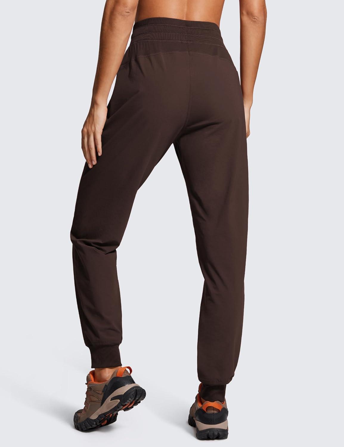 imageCRZ YOGA Casual Workout Jogger for Women 285quot  Tapered Lightweight Stretch Athletic Outdoor Pants with PocketsHot Fudge Brown