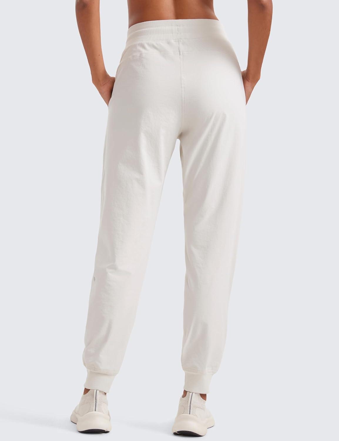 imageCRZ YOGA Casual Workout Jogger for Women 285quot  Tapered Lightweight Stretch Athletic Outdoor Pants with PocketsMilky White Bone
