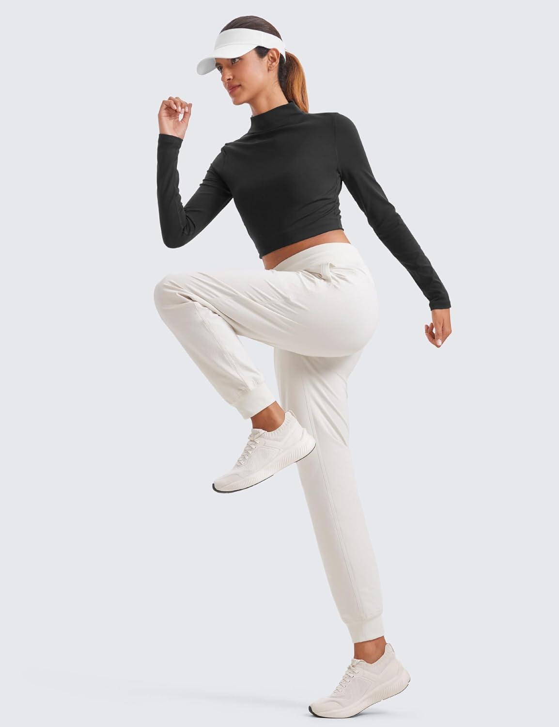 imageCRZ YOGA Casual Workout Jogger for Women 285quot  Tapered Lightweight Stretch Athletic Outdoor Pants with PocketsMilky White Bone