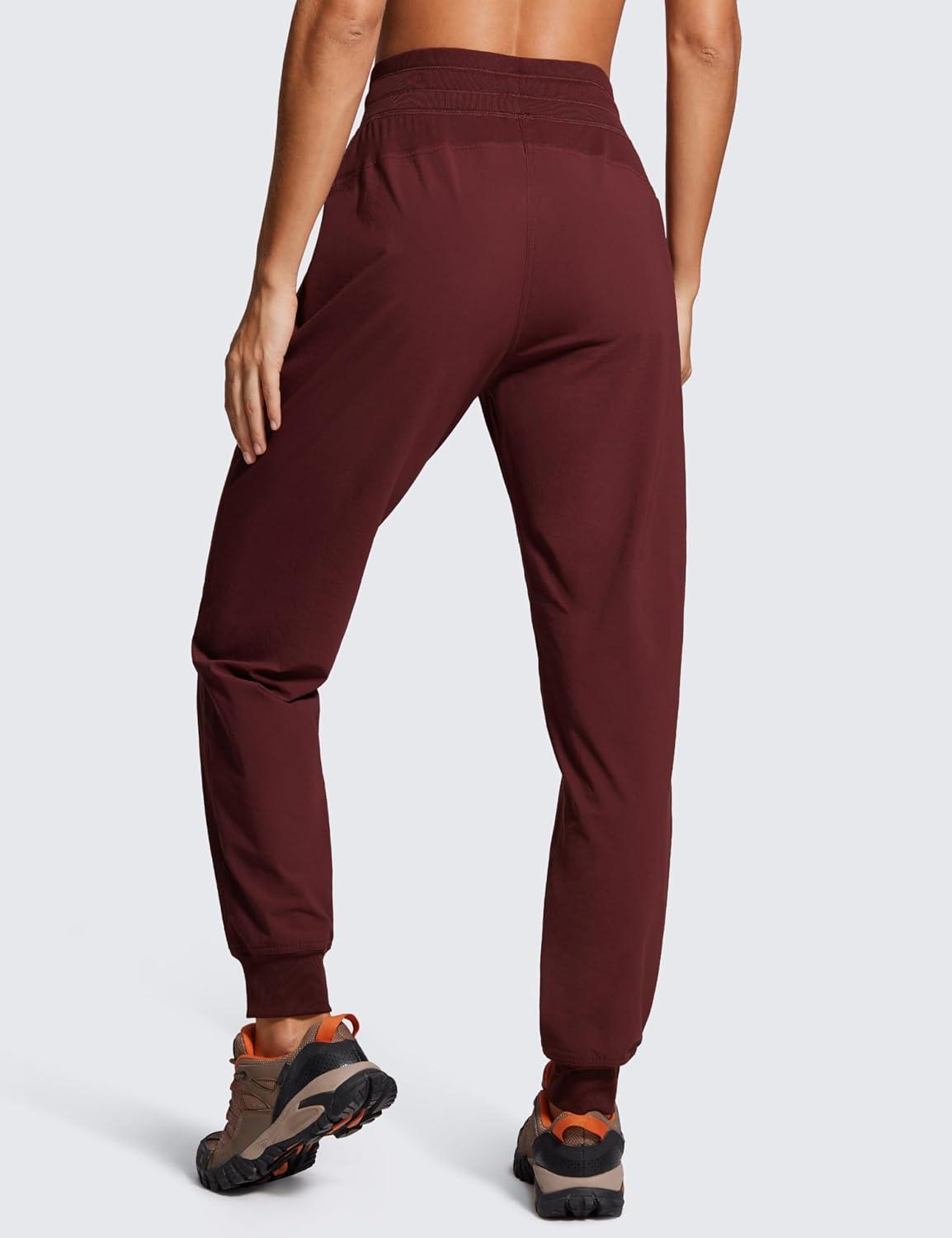 imageCRZ YOGA Casual Workout Jogger for Women 285quot  Tapered Lightweight Stretch Athletic Outdoor Pants with PocketsRed Merlot