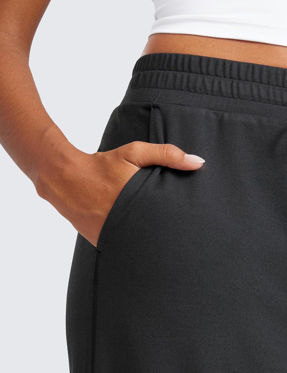 imageCRZ YOGA Cloud Jersey Wide Leg Sweatpants Women 30quot High Waisted Casual Lounge Pajama Travel Pants with PocketsBlack