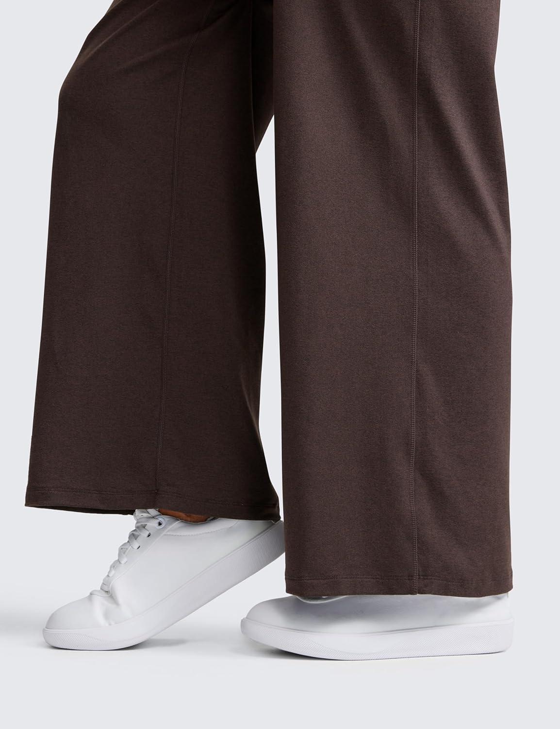 imageCRZ YOGA Cloud Jersey Wide Leg Sweatpants Women 30quot High Waisted Casual Lounge Pajama Travel Pants with PocketsHot Fudge Brown