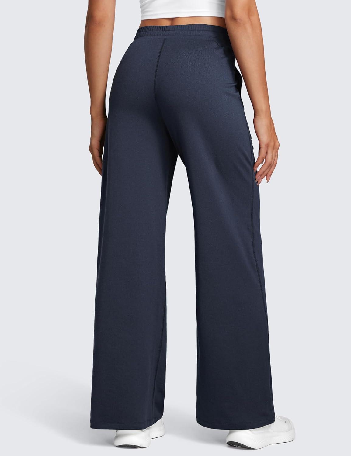 imageCRZ YOGA Cloud Jersey Wide Leg Sweatpants Women 30quot High Waisted Casual Lounge Pajama Travel Pants with PocketsNavy