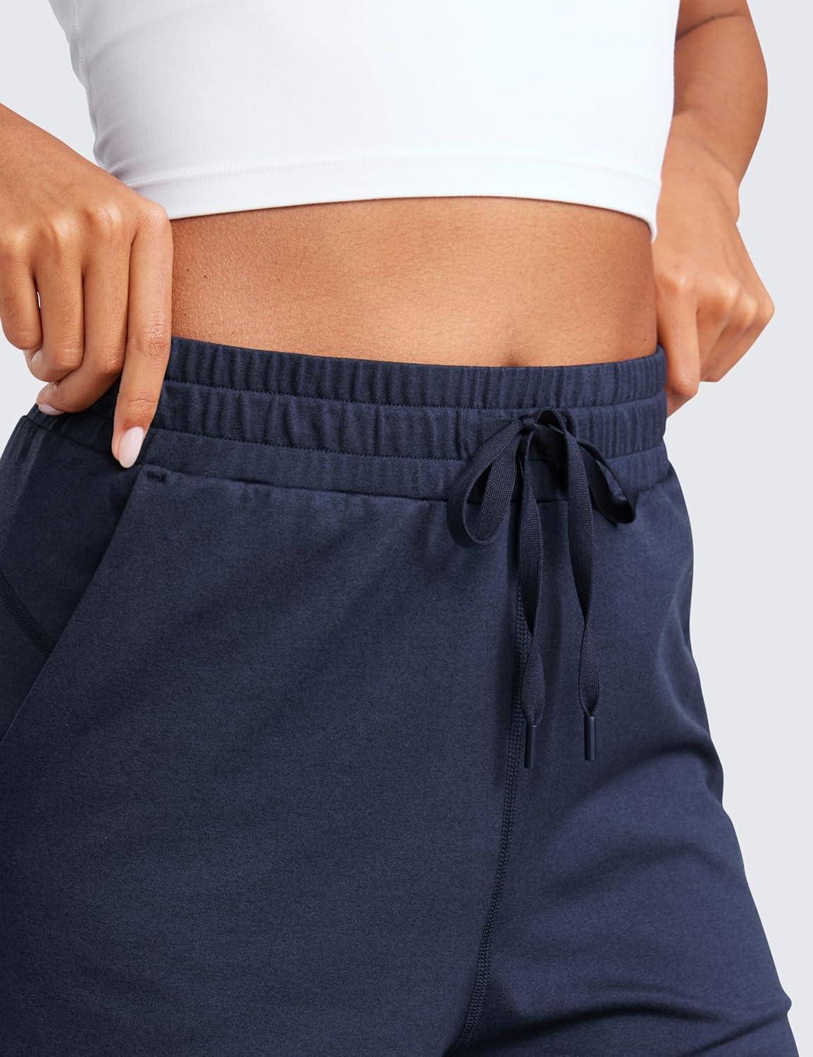 imageCRZ YOGA Cloud Jersey Wide Leg Sweatpants Women 30quot High Waisted Casual Lounge Pajama Travel Pants with PocketsNavy