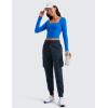 imageCRZ YOGA Cargo Joggers for Women Lightweight Ruched Workout Casual Travel Athletic Hiking Pants with PocketsInk Blue