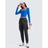 imageCRZ YOGA Cargo Joggers for Women Lightweight Ruched Workout Casual Travel Athletic Hiking Pants with PocketsInk Gray