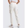 imageCRZ YOGA Cargo Joggers for Women Lightweight Ruched Workout Casual Travel Athletic Hiking Pants with PocketsMilky White Bone